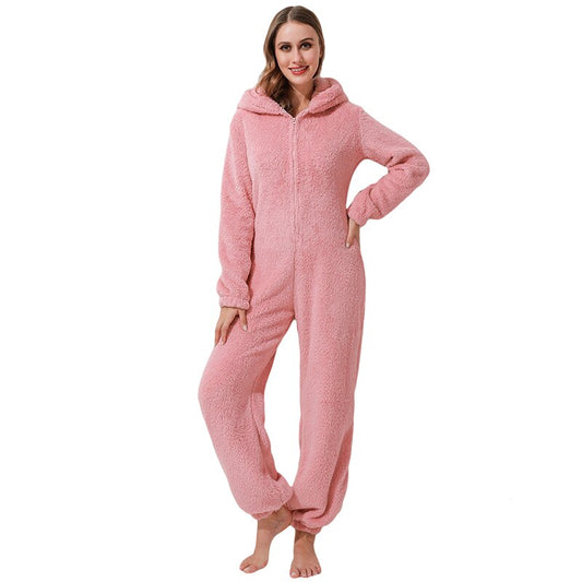 Winter Plüsch Jumpsuit | Gefüttert Langarm Pyjamas