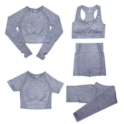 5-teiliges Sport-Set | Damen-Top mit hoher Taille und Sport-Leggings