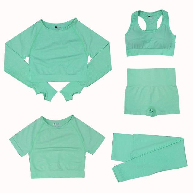 5-teiliges Sport-Set | Damen-Top mit hoher Taille und Sport-Leggings