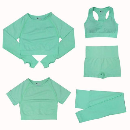 5-teiliges Sport-Set | Damen-Top mit hoher Taille und Sport-Leggings