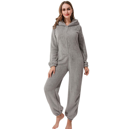 Winter Plüsch Jumpsuit | Gefüttert Langarm Pyjamas