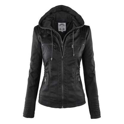 RaysHoodie I Lederjacke mit Kapuze für Frauen