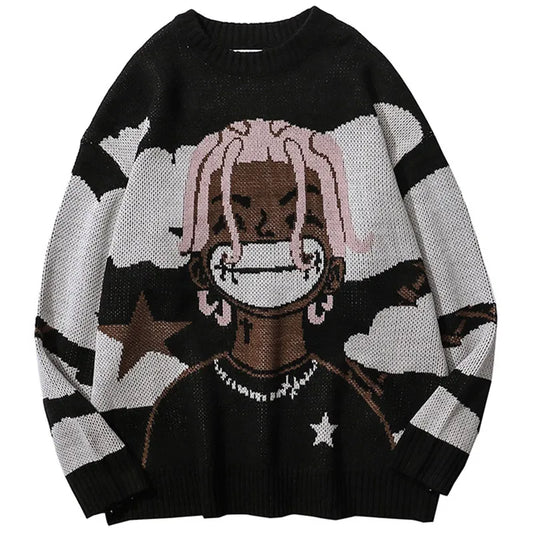 Sybil - Übergroßer Anime-Strickpullover für Frauen