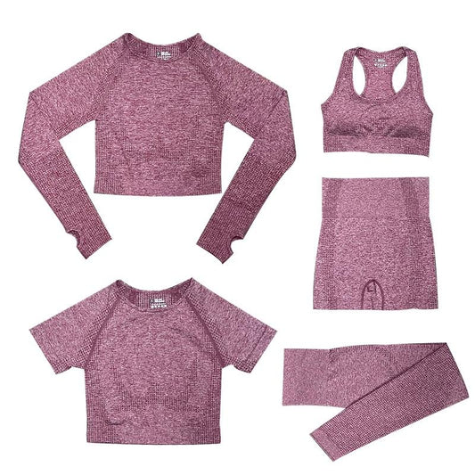 5-teiliges Sport-Set | Damen-Top mit hoher Taille und Sport-Leggings