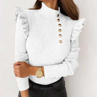 Georgia - Stylischer Herbstpullover mit Volants für Frauen