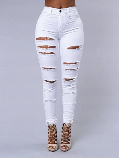 Zerrissene Jeans aus Denim für Frauen Crayoo