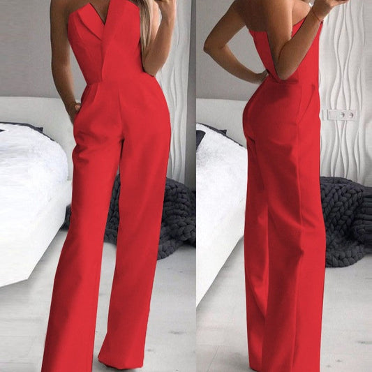 Sophie - Ärmelloser roter Jumpsuit