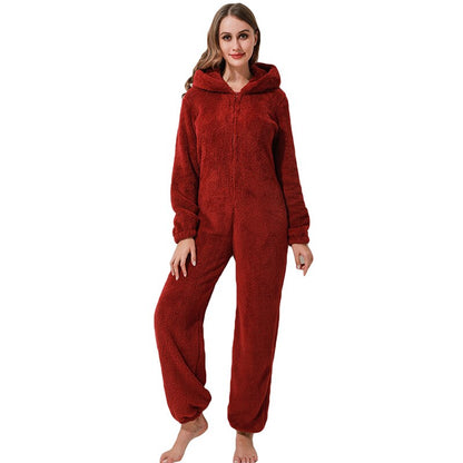 Winter Plüsch Jumpsuit | Gefüttert Langarm Pyjamas