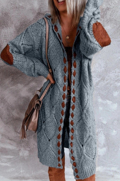 Sab - Stylische Long-Strickjacke mit Kapuze für Frauen