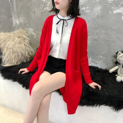 Lange Strickjacke mit Taschen