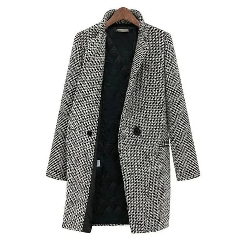 Eleganter Mantel mit Hahnentritt-Muster für Frauen