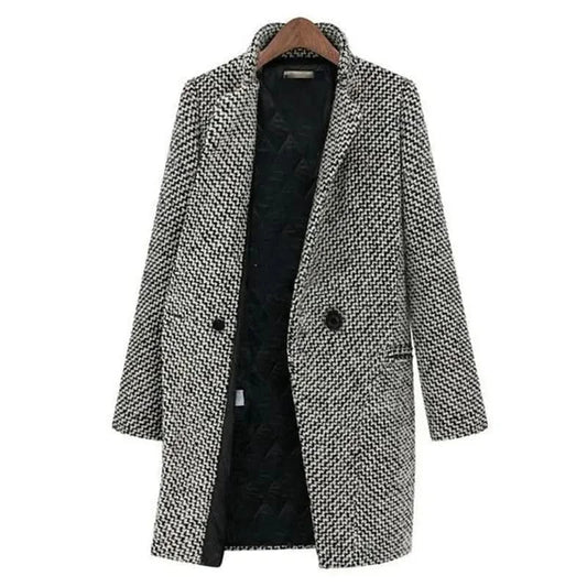 Eleganter Mantel mit Hahnentritt-Muster für Frauen