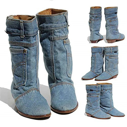 Jeansstiefeletten mit kleinem Absatz - Kavita