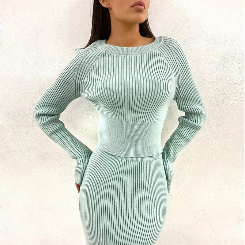 Rippenstrickpullover Kleid | Herbst Winter Casual Long Maxi Bodycon