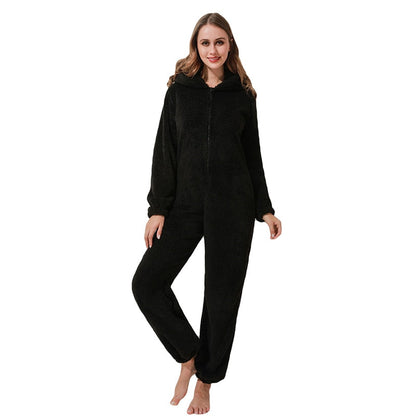 Winter Plüsch Jumpsuit | Gefüttert Langarm Pyjamas