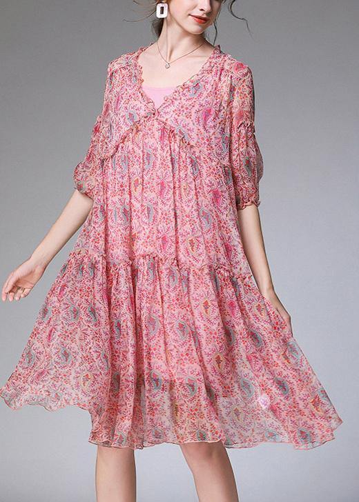 Rositia - Patchwork-Kleid mit spitzem Ausschnitt