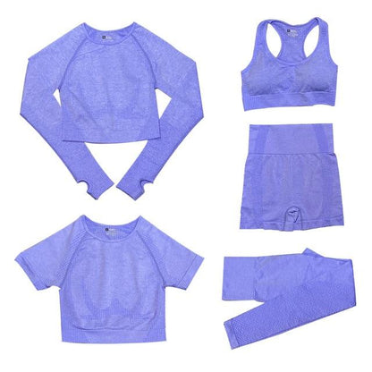 5-teiliges Sport-Set | Damen-Top mit hoher Taille und Sport-Leggings
