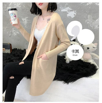 Lange Strickjacke mit Taschen