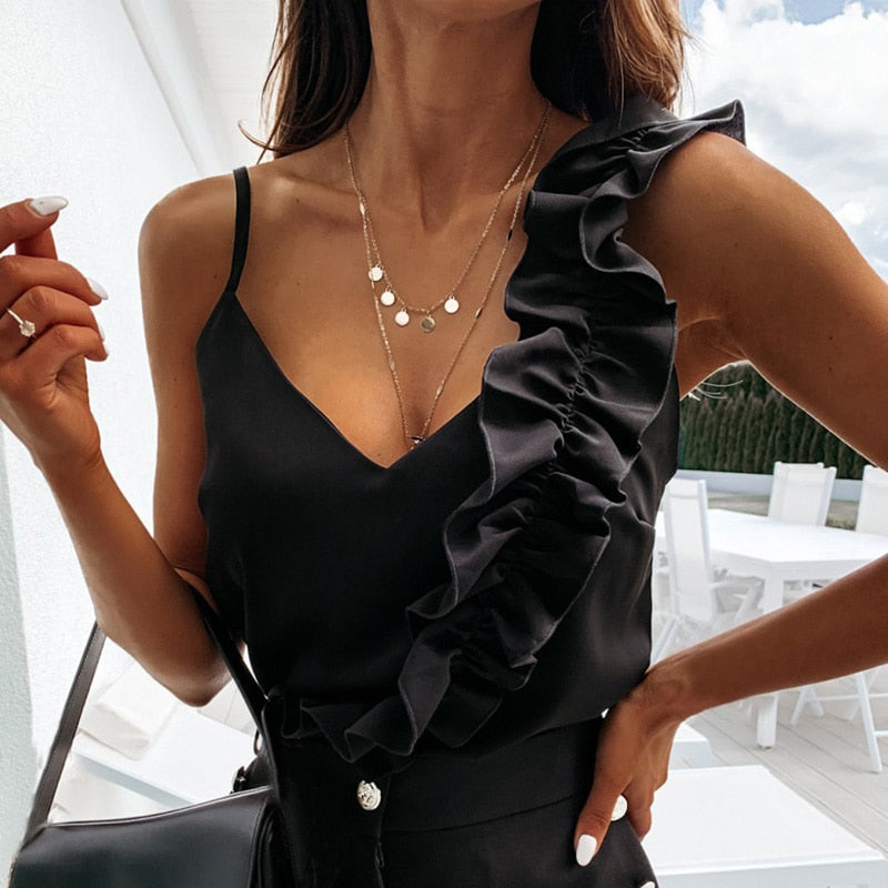 Lorraine - Ein-Schulter-Rüschen-Top für Frauen - Chic & Trendy