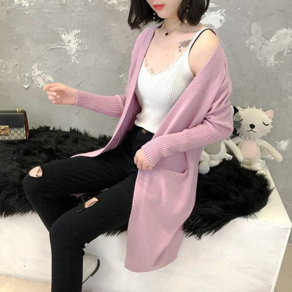 Lange Strickjacke mit Taschen