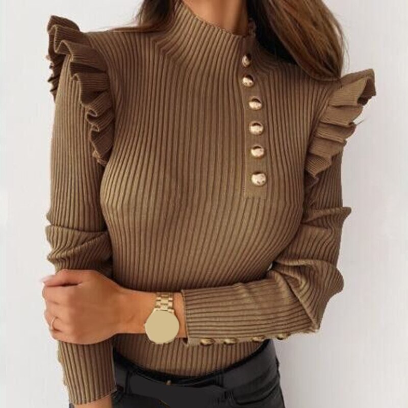 Georgia - Stylischer Herbstpullover mit Volants für Frauen