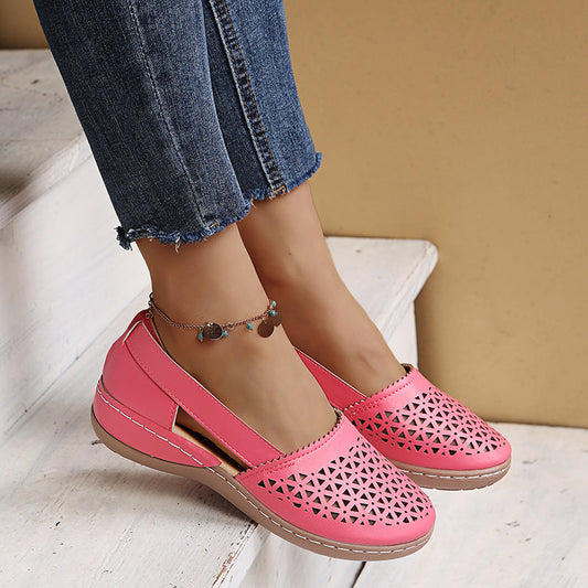 Orthopädische Damen-Keilsandalen mit Aussparungen im Vintage-Stil