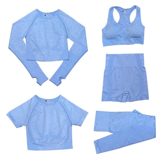 5-teiliges Sport-Set | Damen-Top mit hoher Taille und Sport-Leggings