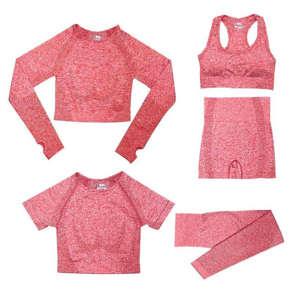 5-teiliges Sport-Set | Damen-Top mit hoher Taille und Sport-Leggings