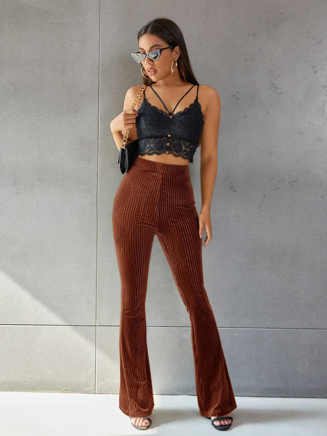 Anika - Hochgeschnittene Hose aus geripptem Samt für Frauen im Herbst