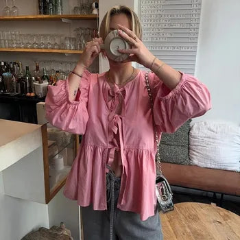 Cassandra | Sommerbluse mit Schleifenausschnitt