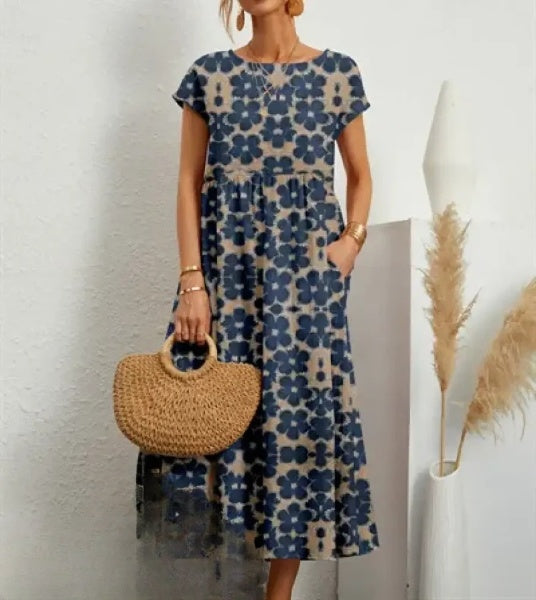 Hosta - Elegantes Midikleid mit Blumendruck