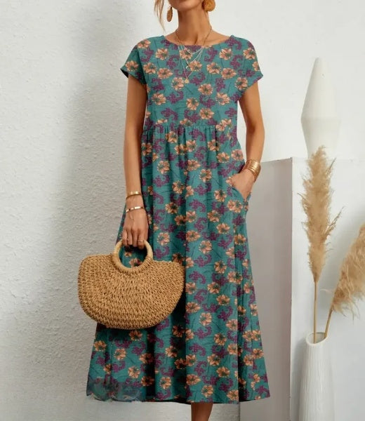 Hosta - Elegantes Midikleid mit Blumendruck