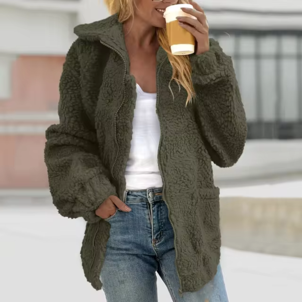 Huguette - Warmes Outwear-Lammfell