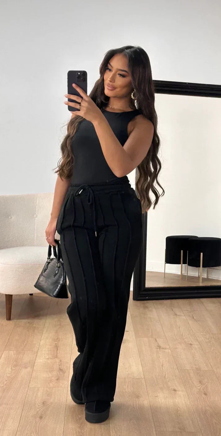 Damen-Lederhose mit weitem Bein