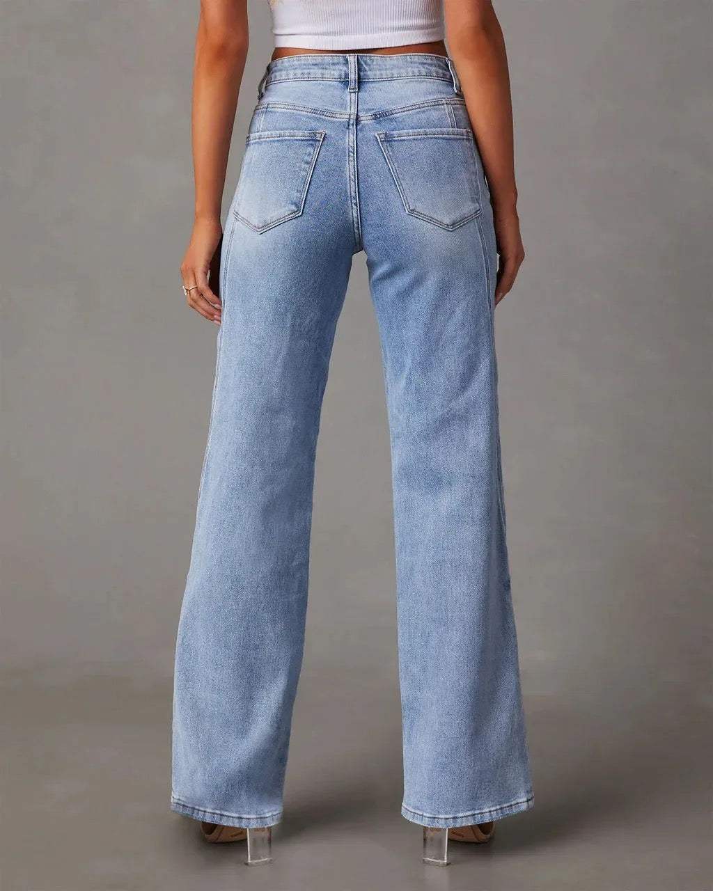 Jeans - Hohe Taille mit weitem Bein - Weicher Denim - Perfekt für Casual Outfit