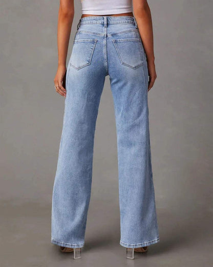 Jeans - Hohe Taille mit weitem Bein - Weicher Denim - Perfekt für Casual Outfit