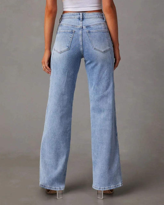 Jeans - Hohe Taille mit weitem Bein - Weicher Denim - Perfekt für Casual Outfit