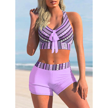 Neckholder-Top mit High-Waist-Short 2-teiliger Badeanzug