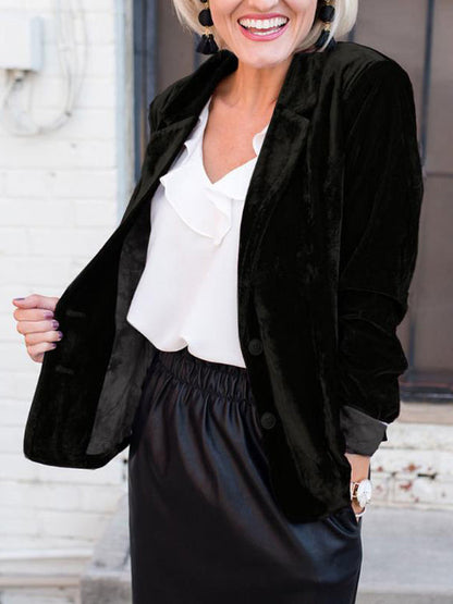 Samtblazer mit Reverskragen, elegante, modische Damenjacke