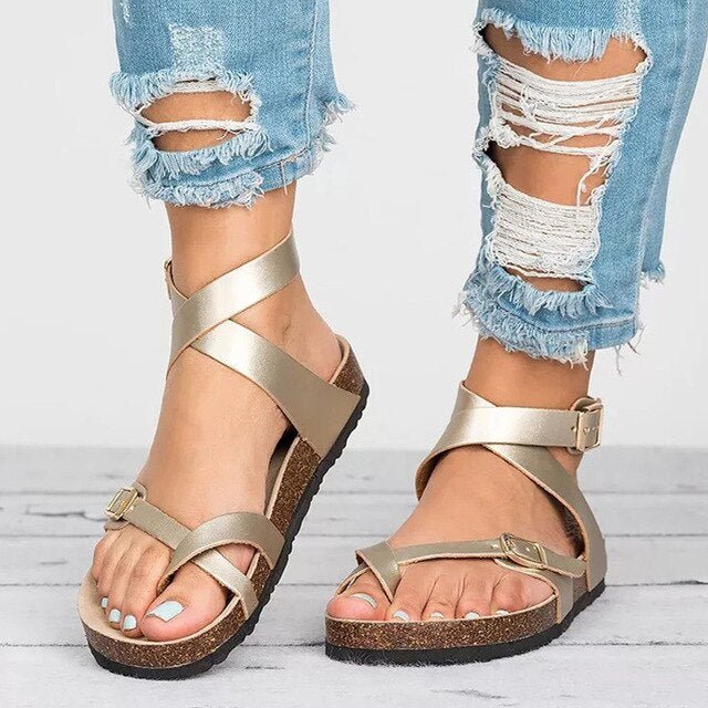 Flache, rutschfeste Sommer-Riemchensandalen - Mercedes