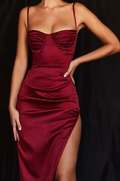 Isabella | Elegantes Plissee-Slipkleid aus Satin