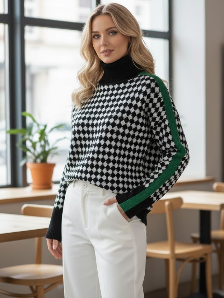 Isabelle Moreau | Damenpullover mit Muster, schicker Rollkragen und bequem