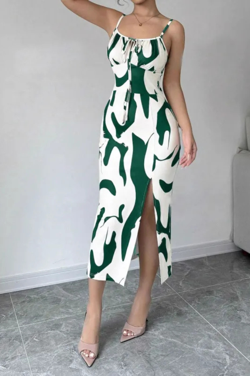 Isla | Sommer Bedrucktes Kleid mit geteilten Trägern