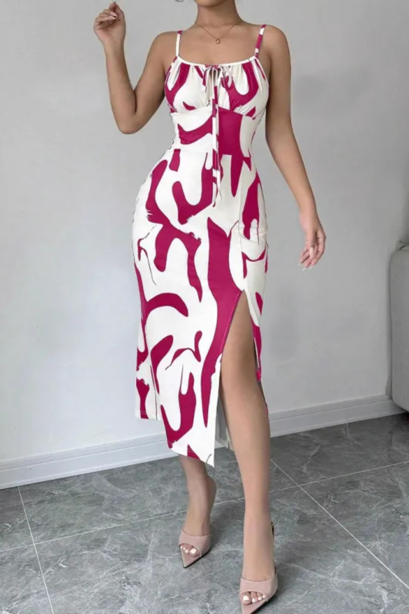 Isla | Sommer Bedrucktes Kleid mit geteilten Trägern