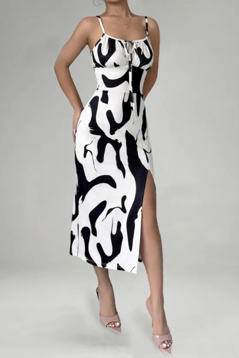 Isla | Sommer Bedrucktes Kleid mit geteilten Trägern