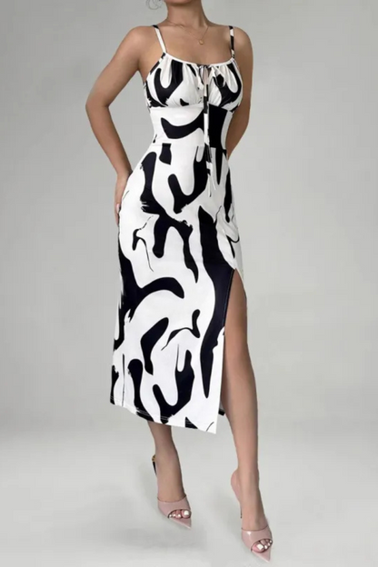 Isla | Sommer Bedrucktes Kleid mit geteilten Trägern