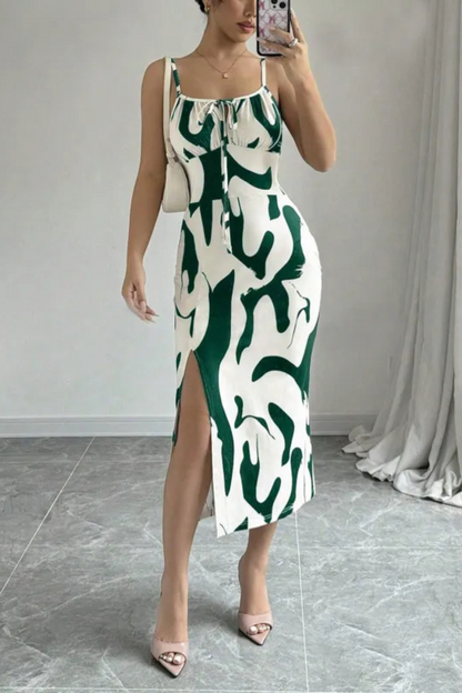 Isla | Sommer Bedrucktes Kleid mit geteilten Trägern