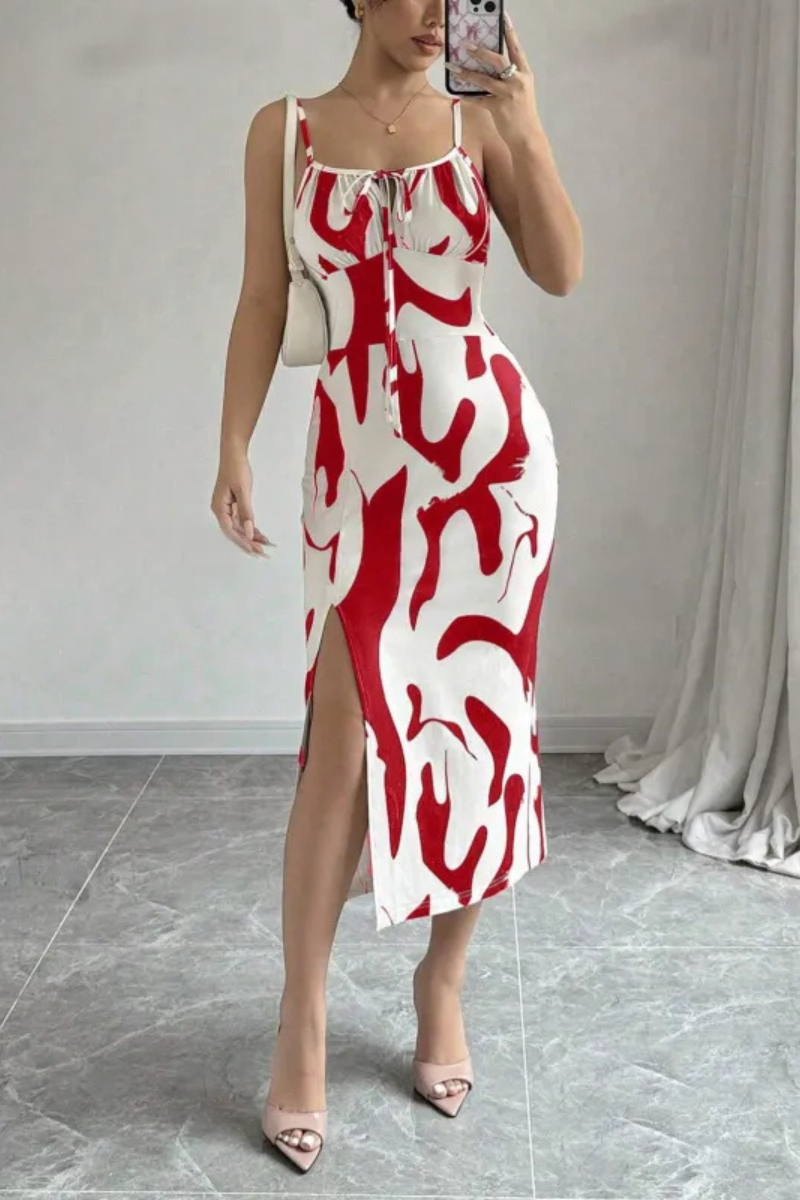 Isla | Sommer Bedrucktes Kleid mit geteilten Trägern