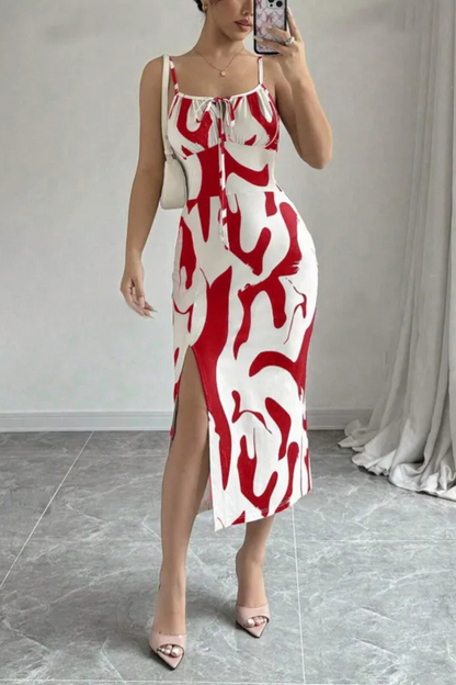 Isla | Sommer Bedrucktes Kleid mit geteilten Trägern