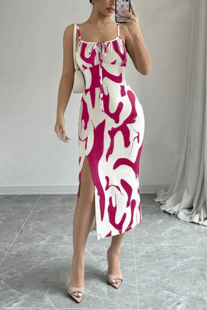 Isla | Sommer Bedrucktes Kleid mit geteilten Trägern